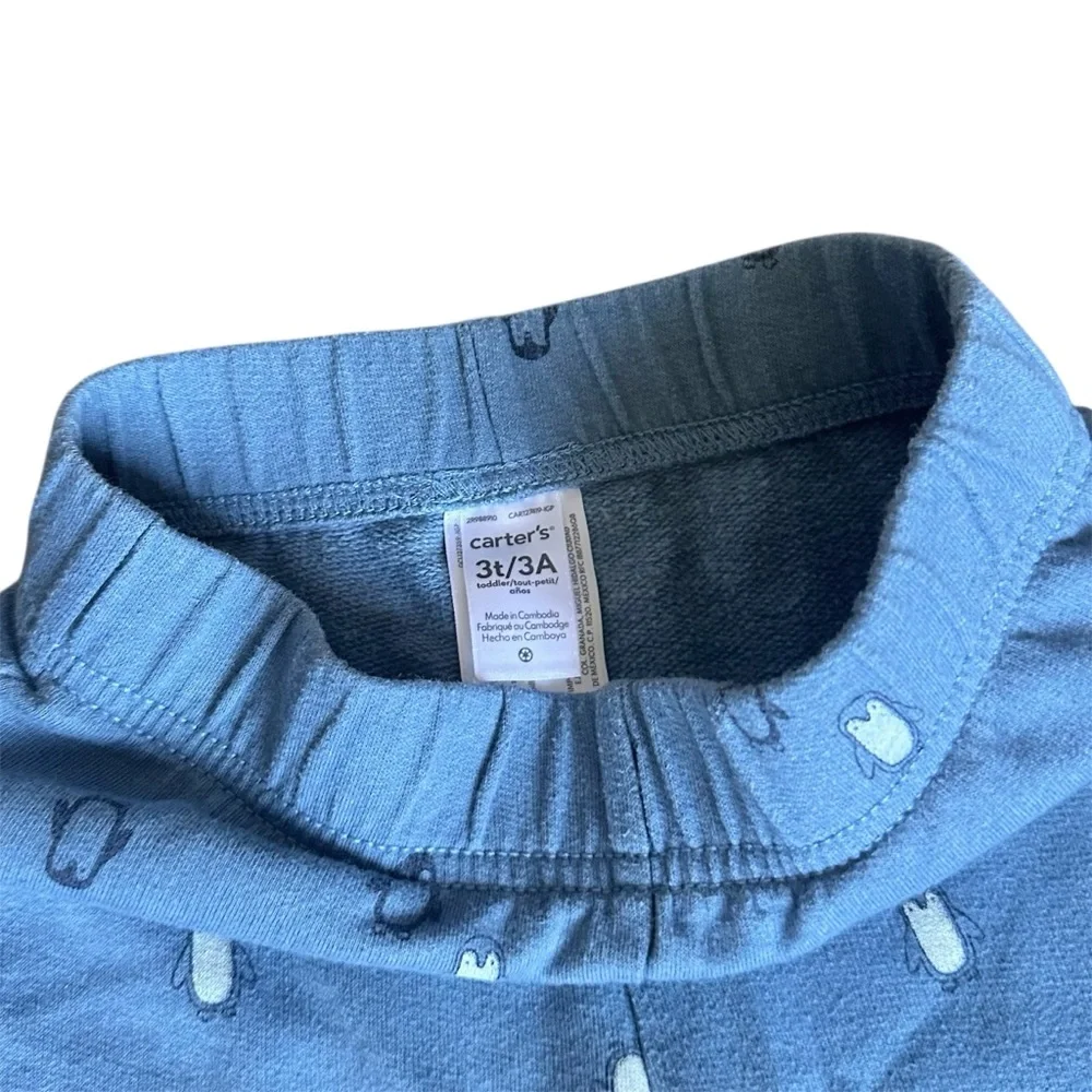 Carter's 3T Boys Blue cotton Penguin joggers sweatpants lounge pants